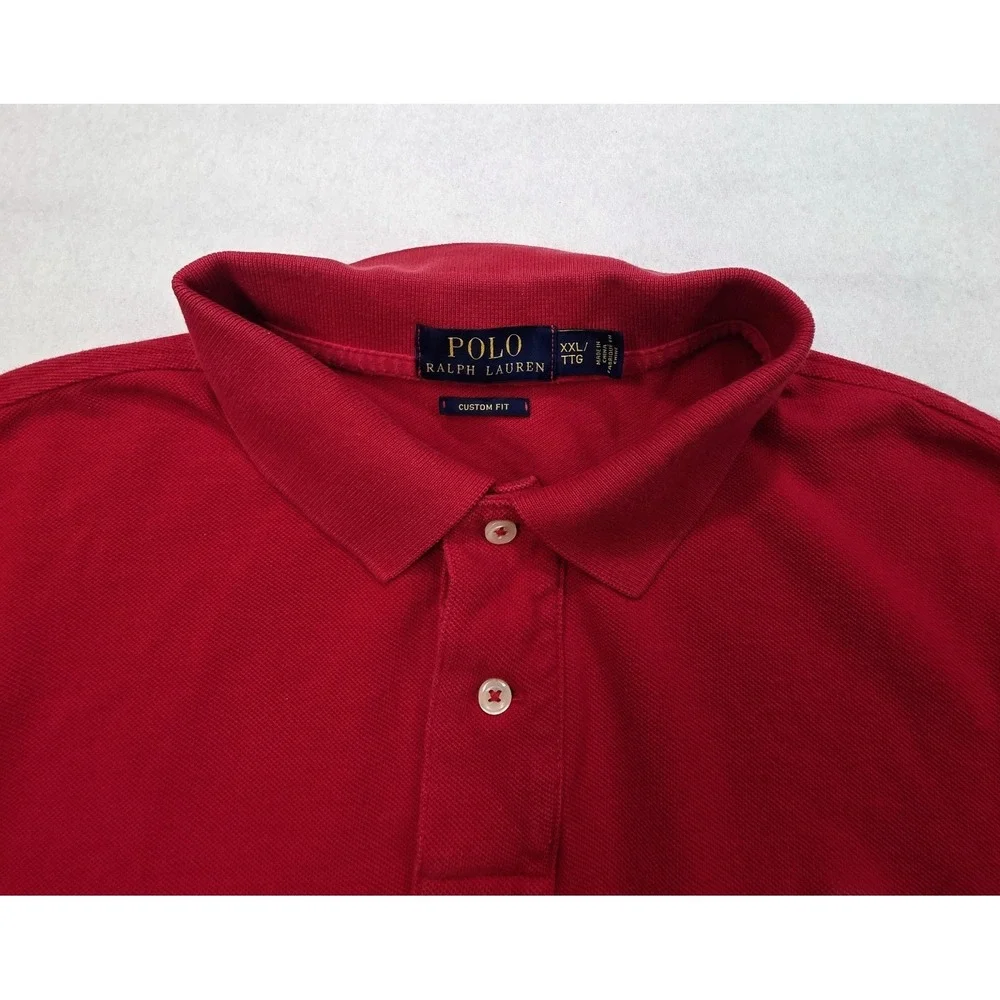 Polo Ralph Lauren Polo Shirt Mens 2XL Red Custom Fit Polo Bear Pique